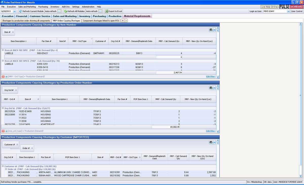 The Material Requirements module